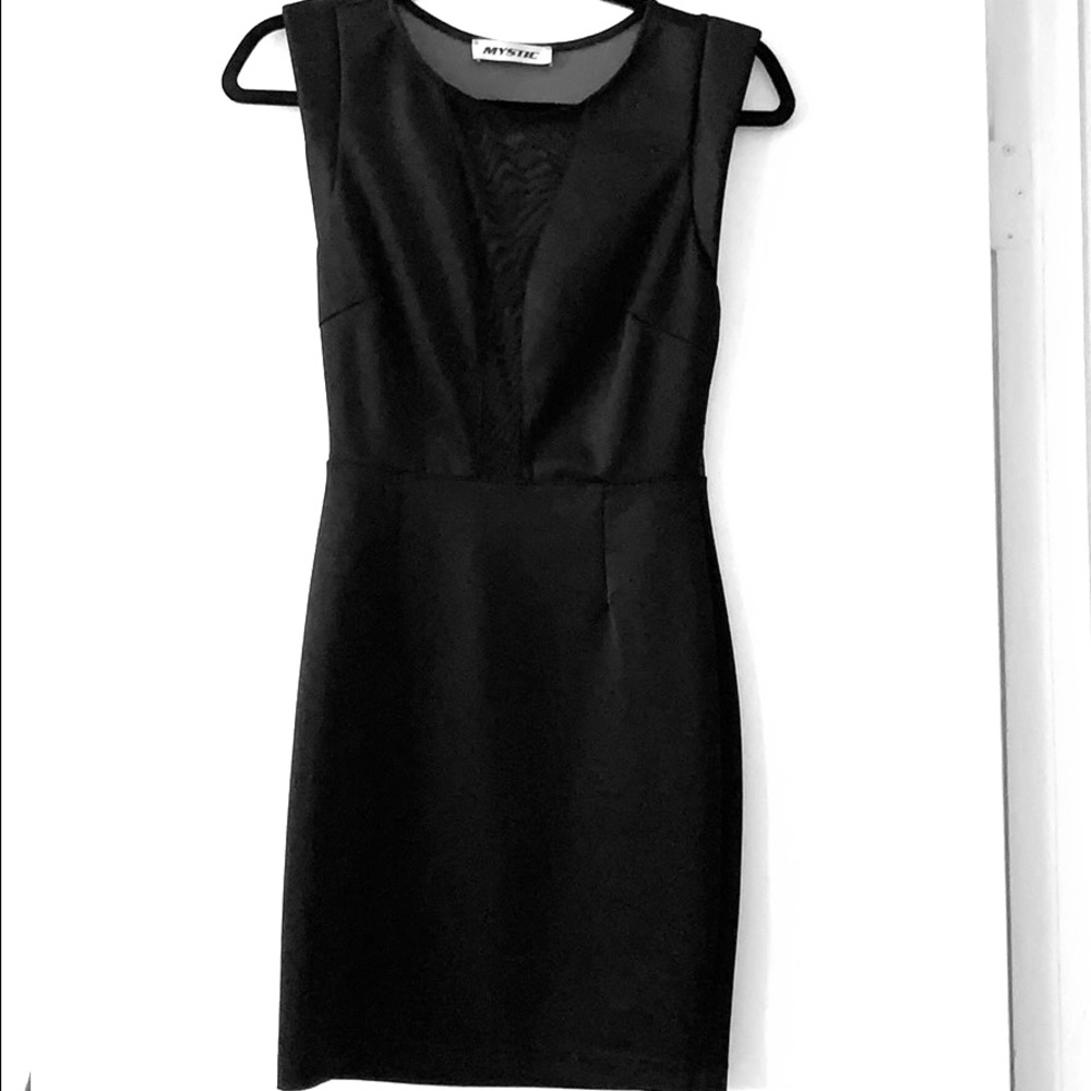 Mystic Little Black Dress sheer V- front and back